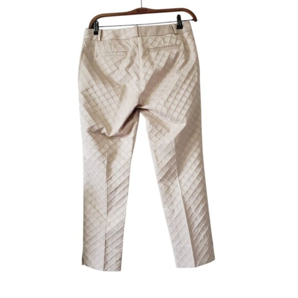 Banana Republic Camden Cotton Champagne Jacquard Tapered Ankle Trousers 8 - Picture 3 of 8